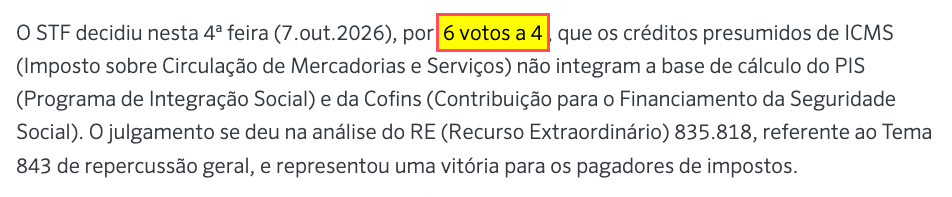 Print do trecho publicado por Poder360, com o erro destacado em amarelo